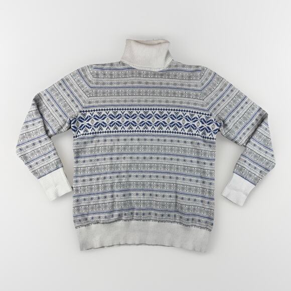 LL Bean Women's Fair Isle Cashmere Cotton Blend Sweater M Turtleneck Nordic - Picture 1 of 9